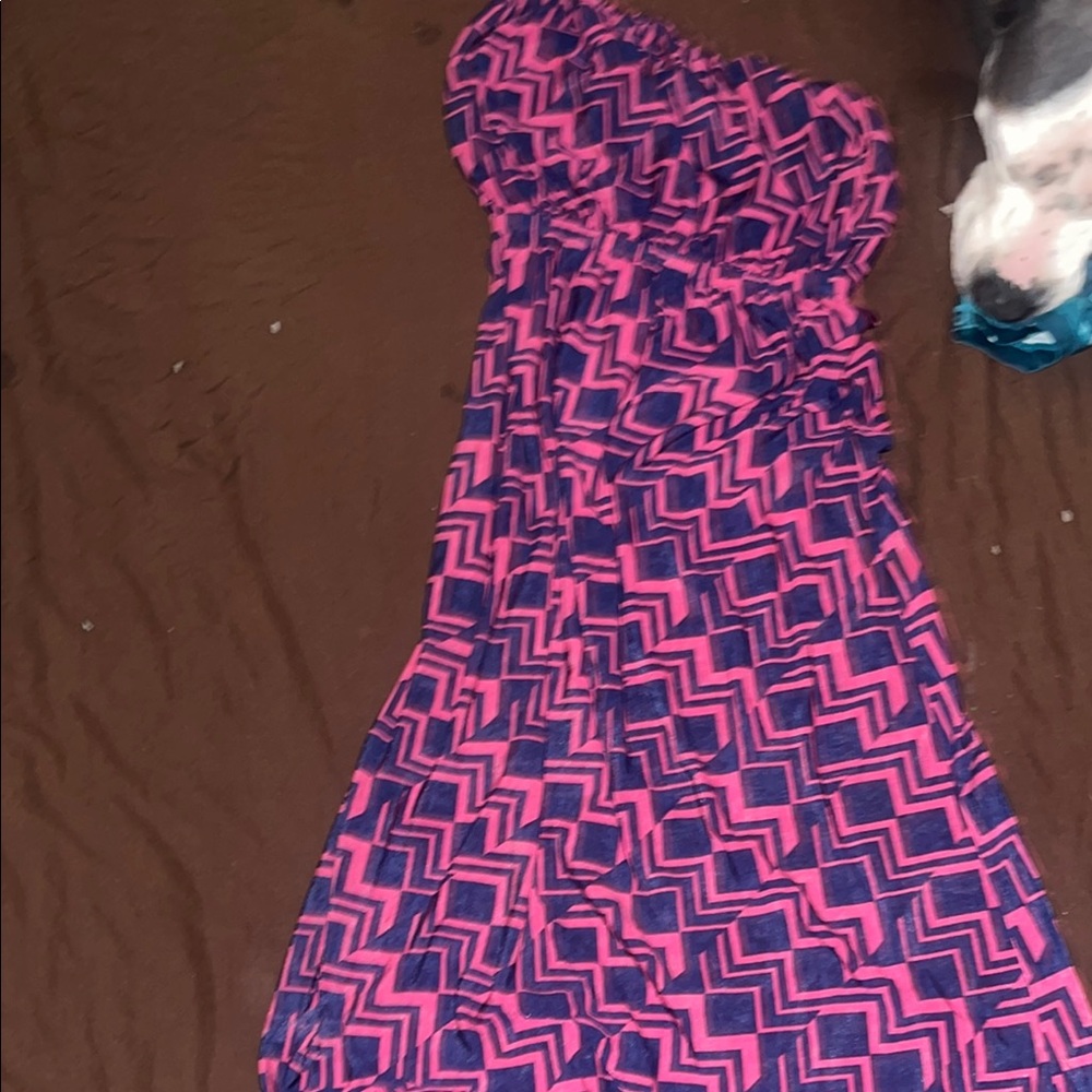 Pink and Blue Summer maxi dress